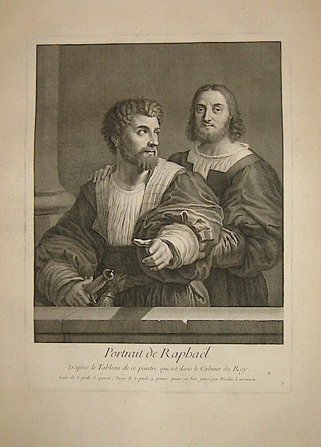 Larmessin Nicolas Portrait de Raphael d'apres le tableau de ce peintre qui est dans le Cabinet du Roy inizi XIX Secolo Parigi 
